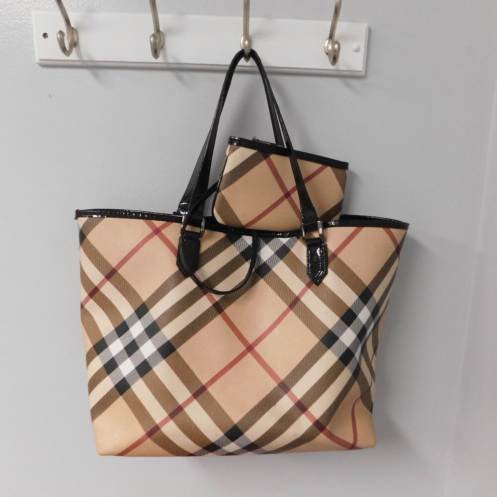 Burberry Supernova Check Coated Canvas Nickie Tote